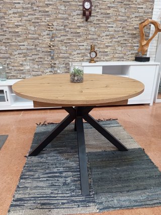 Mesa Redonda Extensible Madera y Metal
