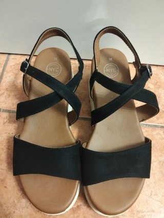 Sandalias cuña negras talla 36