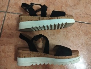 Sandalias cuña negras talla 36