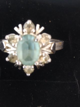 Anillo Vintage Plata con Piedra Verde