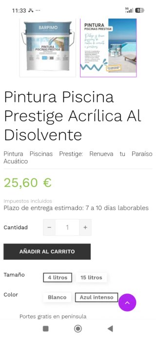 Pintura Piscinas Barpimo Prestige Azul Intenso