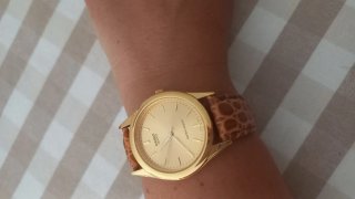 Reloj Casio Dorado Correa Marrón Pila no incluida