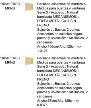 2 Persiana Alicantina Madera Natural