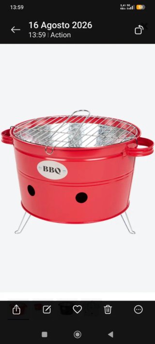 Barbacoa portátil roja y plateada