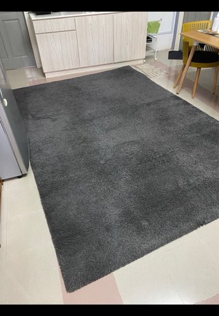 Alfombra IKEA ÅDUM gris oscuro pelo largo 170×240