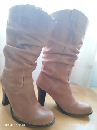 Botas de piel Destroy rosas para mujer