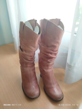 Botas de piel Destroy rosas para mujer