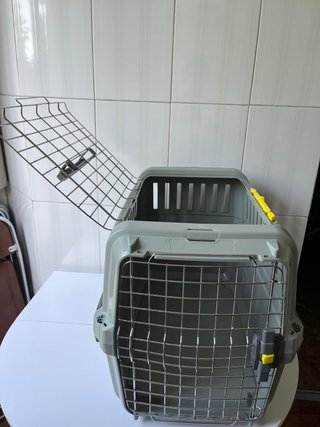 Transportín perro mediano gris jaula trasportin