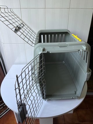 Transportín perro mediano gris jaula trasportin