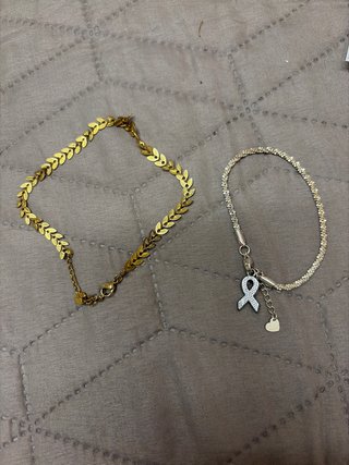 Set bracciale e cavigliera dorato e argentato