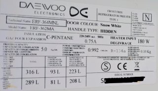Nevera Daewoo No Frost 289L funcionando