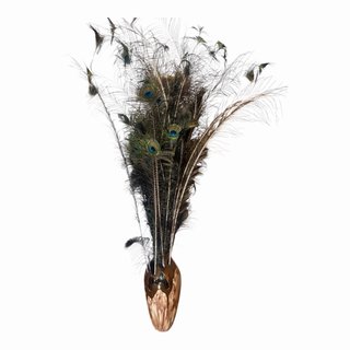 Jarrón Decorativo con Plumas de Pavo Real