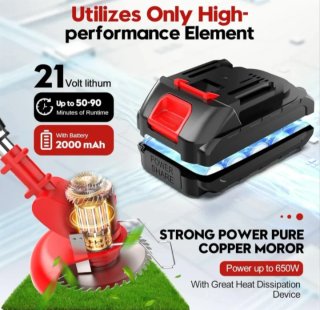 Desbrozadora Eléctrica con 2 Baterías y Accesorios
