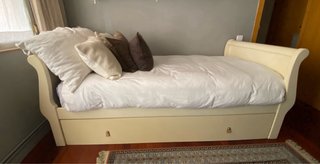 Cama nido madera beige con cajón de 90x200