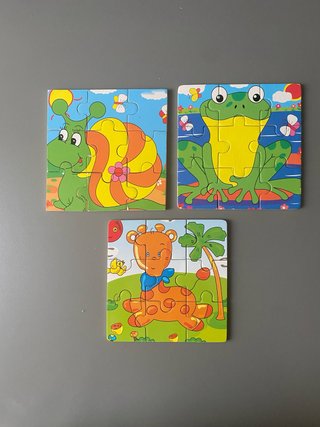 3 Puzzles Madera 9 Piezas Animales