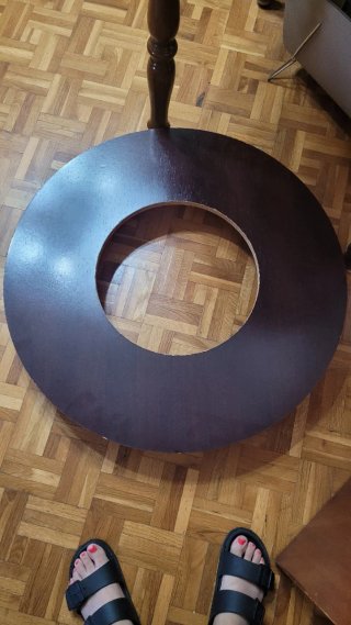 Mesa redonda madera y cristal 90cm