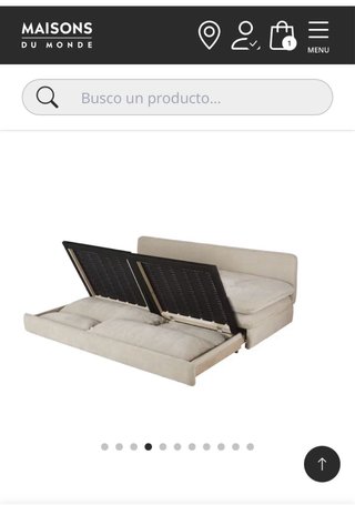 Sofá-cama beige y madera