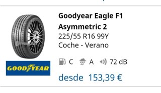 2 Neumáticos goodyear 225/55 16 seminuevos perfect
