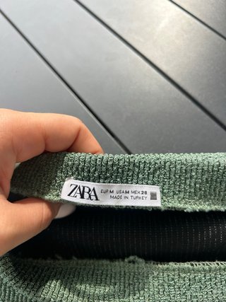 Top Zara Brillos Verde Talla M