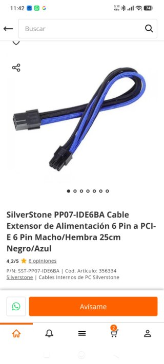 Cable Extensor Silverstone 6 Pin PCI-E