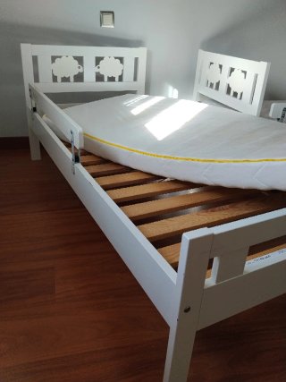 Cama infantil 70x160 blanca + colchón