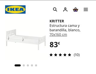 Cama infantil 70x160 blanca + colchón