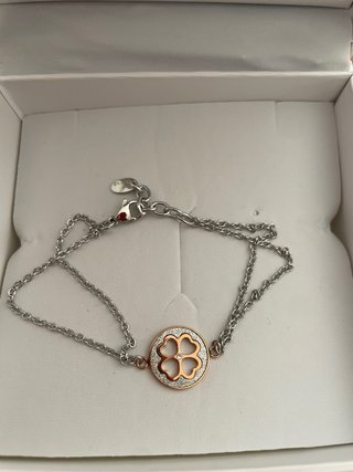 Pulsera Lotus Trébol Oro Rosa y Plata