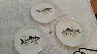 3 Platos Porcelana Antiguos Peces