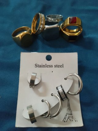 Lote Anillos Sellos Alianzas Pendientes