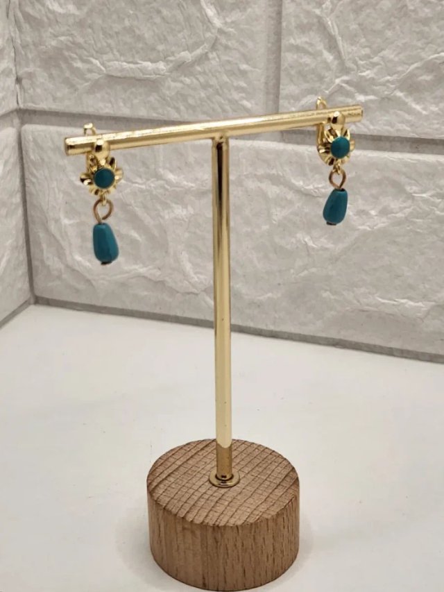 Pendientes Goldfilled Turquesa Flor