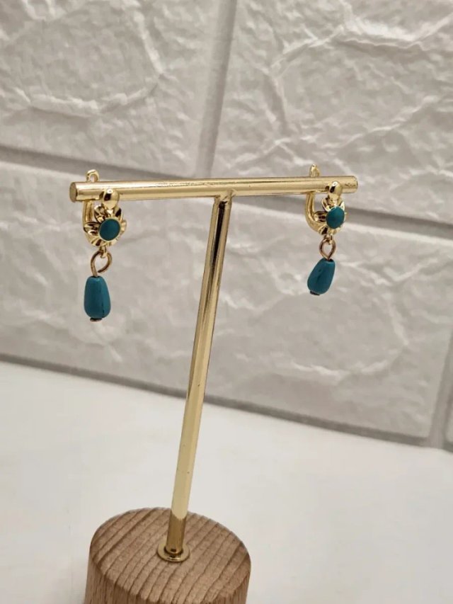 Pendientes Goldfilled Turquesa Flor