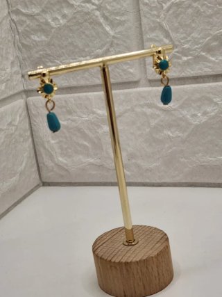 Pendientes Goldfilled Turquesa Flor