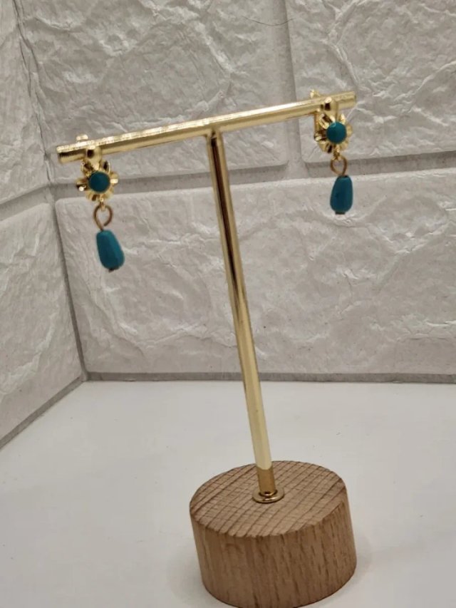 Pendientes Goldfilled Turquesa Flor