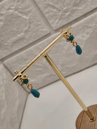 Pendientes Goldfilled Turquesa Flor