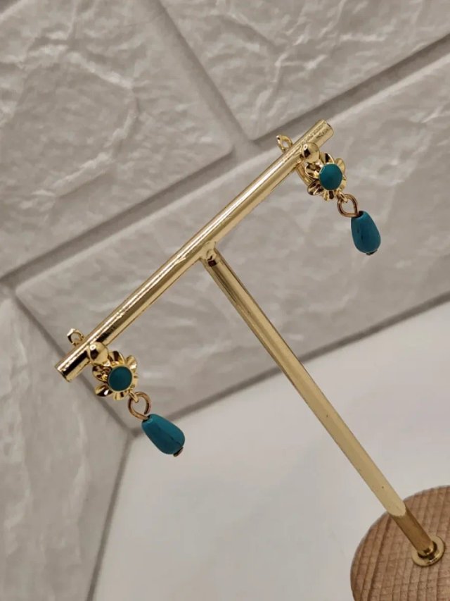 Pendientes Goldfilled Turquesa Flor
