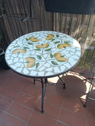 Mesa y 2 Sillas Jardín Cerámica Plegable
