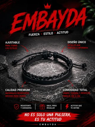 Pulsera de cuero trenzado negra
