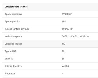 Televisor LG 24 Negro