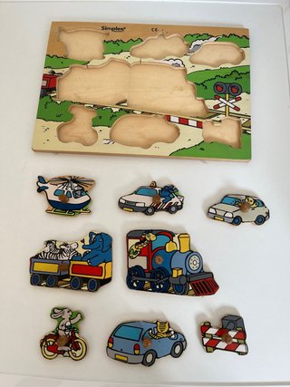 Puzzle de madera tren y animales