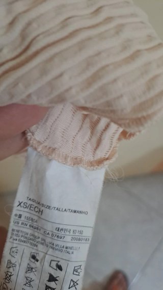 Top Benetton Cipria Corto a Coste Taglia XS