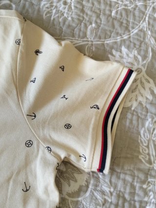 Polo Oxford Cuello Mao Estampado Marino