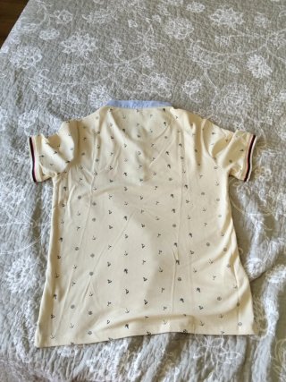Polo Oxford Cuello Mao Estampado Marino