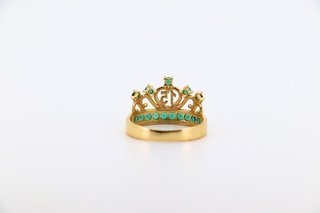 Anillo Corona 15 Circonitas Verdes