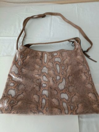 Bolso Mujer Beige Piel Serpiente