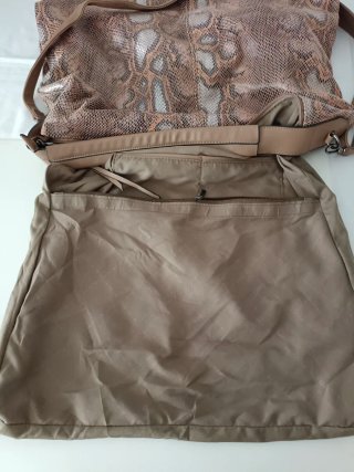 Bolso Mujer Beige Piel Serpiente