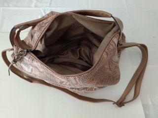Bolso Mujer Beige Piel Serpiente