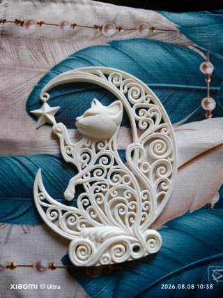 Gatto e luna decorazione da muro/appoggio