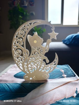 Gatto e luna decorazione da muro/appoggio