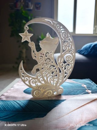 Gatto e luna decorazione da muro/appoggio