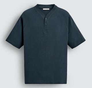 Camiseta Henley Algodón Orgánico Azul Marino